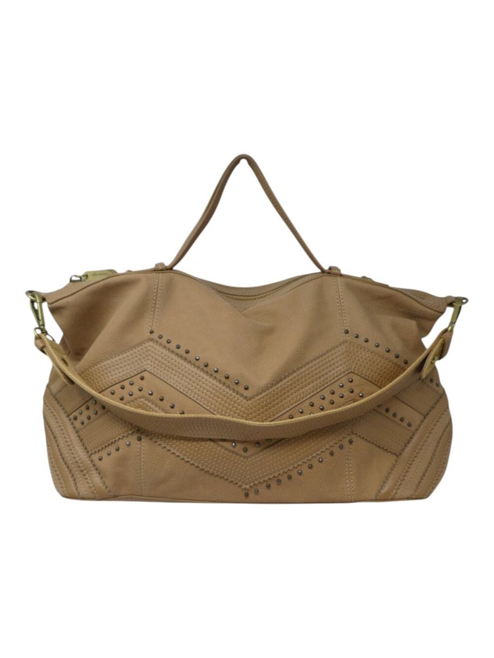 Ella Moss Leather Hobo Bag Tan Brown Studded Boho Shoulder Purse